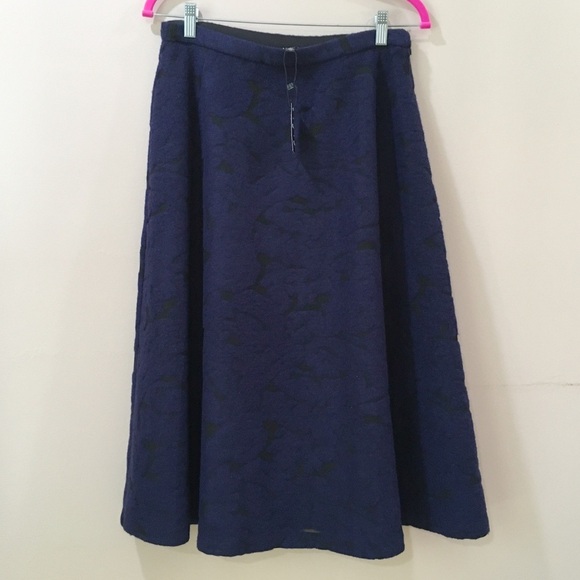 Lord&Taylor 424 Fifth Skirt A-line Evening Blue Textured Wool Blend New Size 10 - Picture 1 of 7